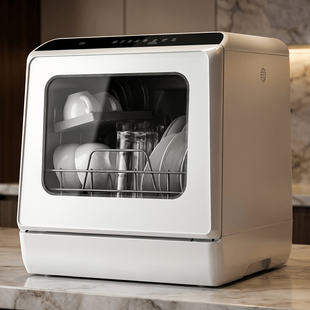 🔥 Portable Countertop Dishwasher — 5 Programs, Drying & Delay, Dual Water Supply, 30L Large Capacity for Small Kitchens