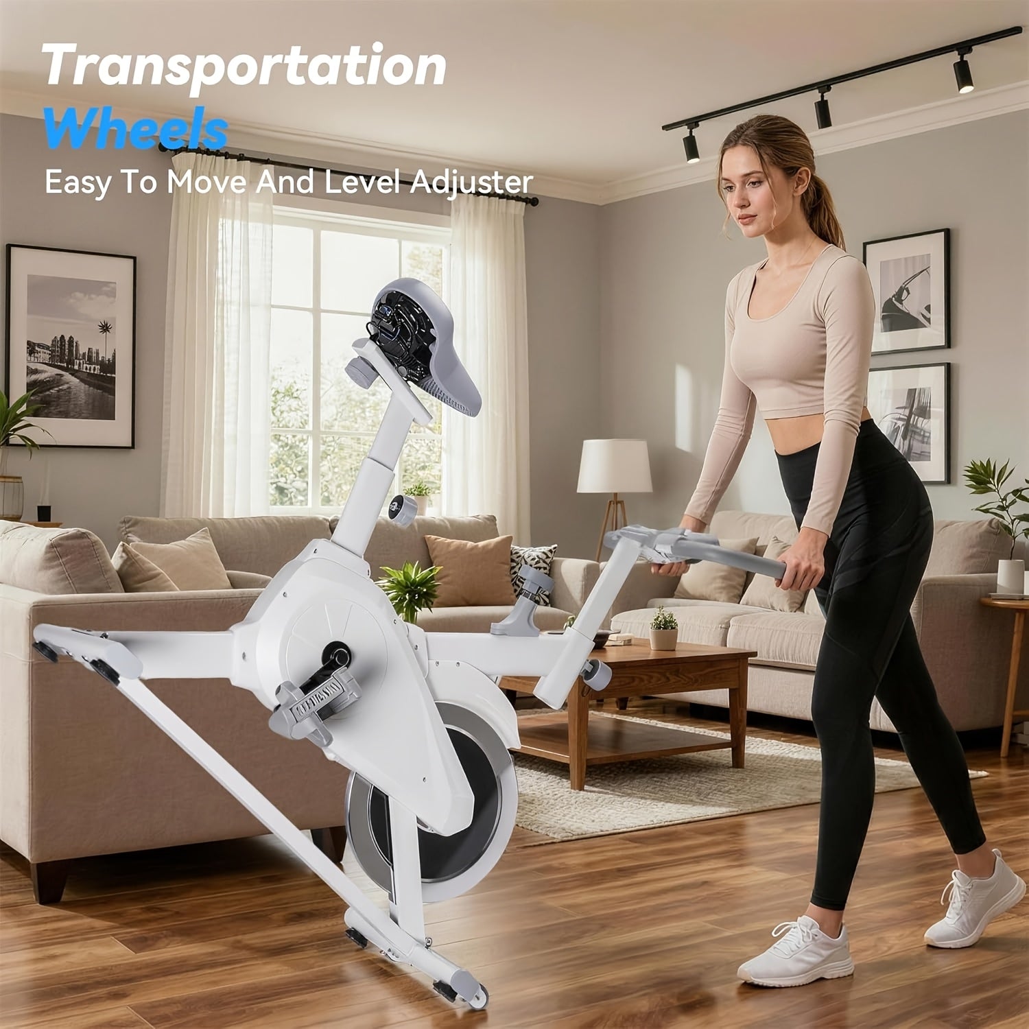 Quiet Belt‑Drive Indoor Stationary Exercise Bike｜280LBS Weight Capacity Adjustable Home Spinning Bike for Cardio Workout