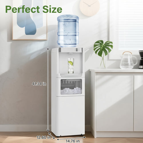 3‑in‑1 Top‑Loading Water Dispenser with Built‑in Ice Maker, Hot Cold Room Temp Water, Child Lock & Removable Drip Tray for Home Kitchen Office