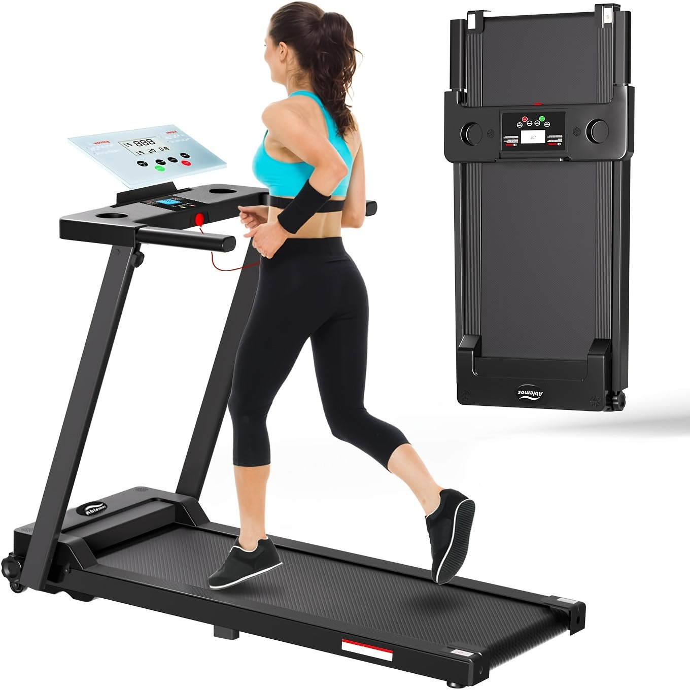 Foldable Electric Treadmill｜3.0HP Quiet Motor 300LBS Weight Capacity, Compact Folding Running Machine for Home Apartment Office Workout