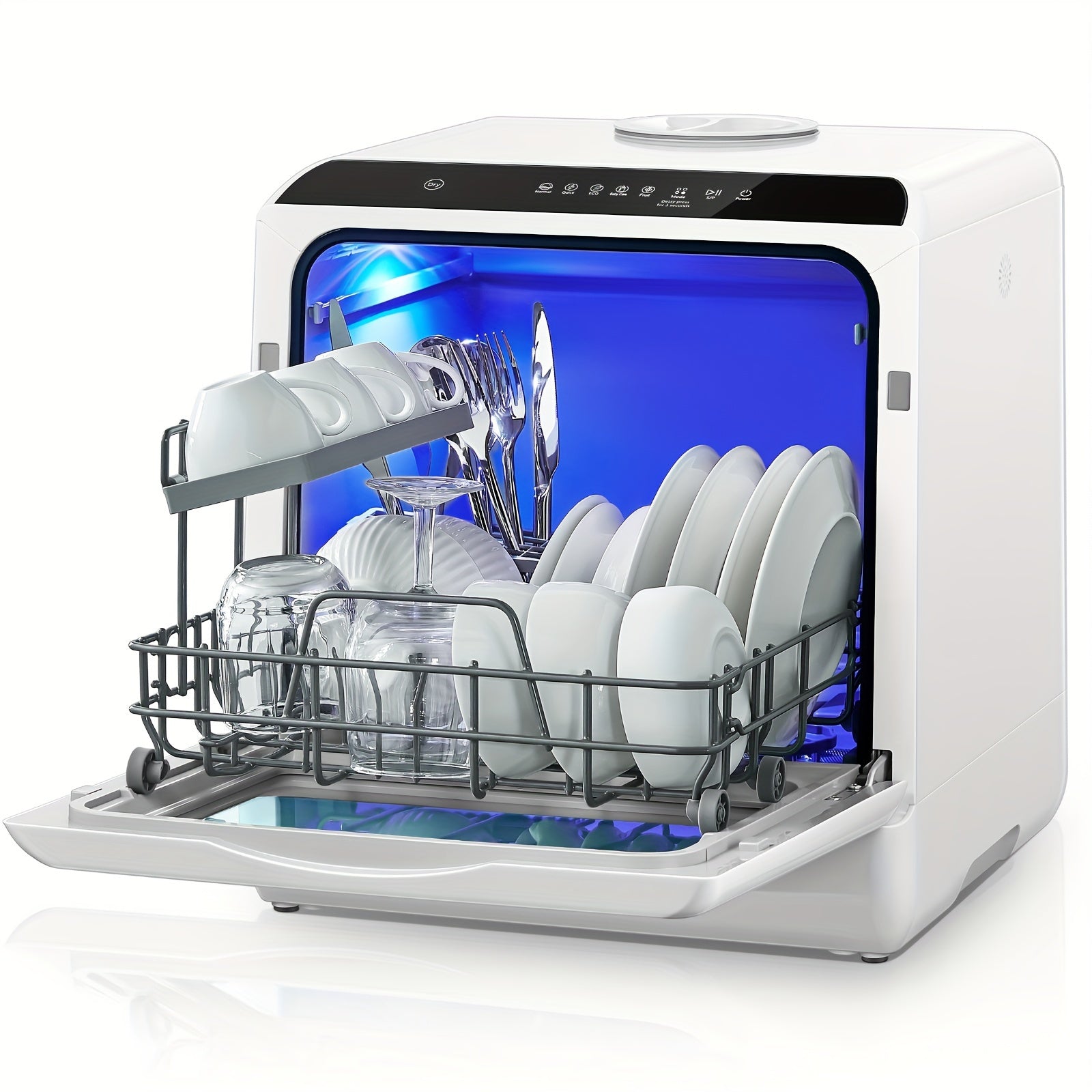 🔥 Portable Countertop Dishwasher — 5 Programs, Drying & Delay, Dual Water Supply, 30L Large Capacity for Small Kitchens