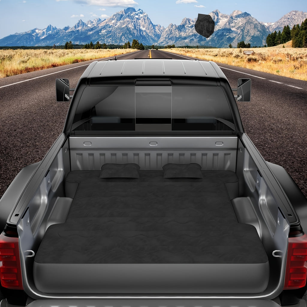 Pickup Truck Bed Tent with Air Mattress, 5.5‑6.5FT Truck Bed Camping Tent with Sun Canopy, PU3000 Waterproof Truck Bed Tent for Camping Travel
