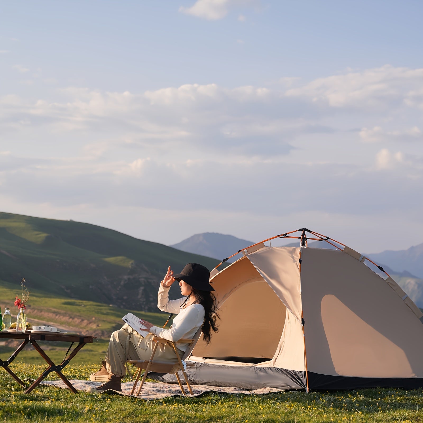 2‑4 Person Automatic Pop‑Up Camping Tent, Quick Setup Waterproof Portable Outdoor Tent with Carry Bag for Hiking Backpacking Picnic