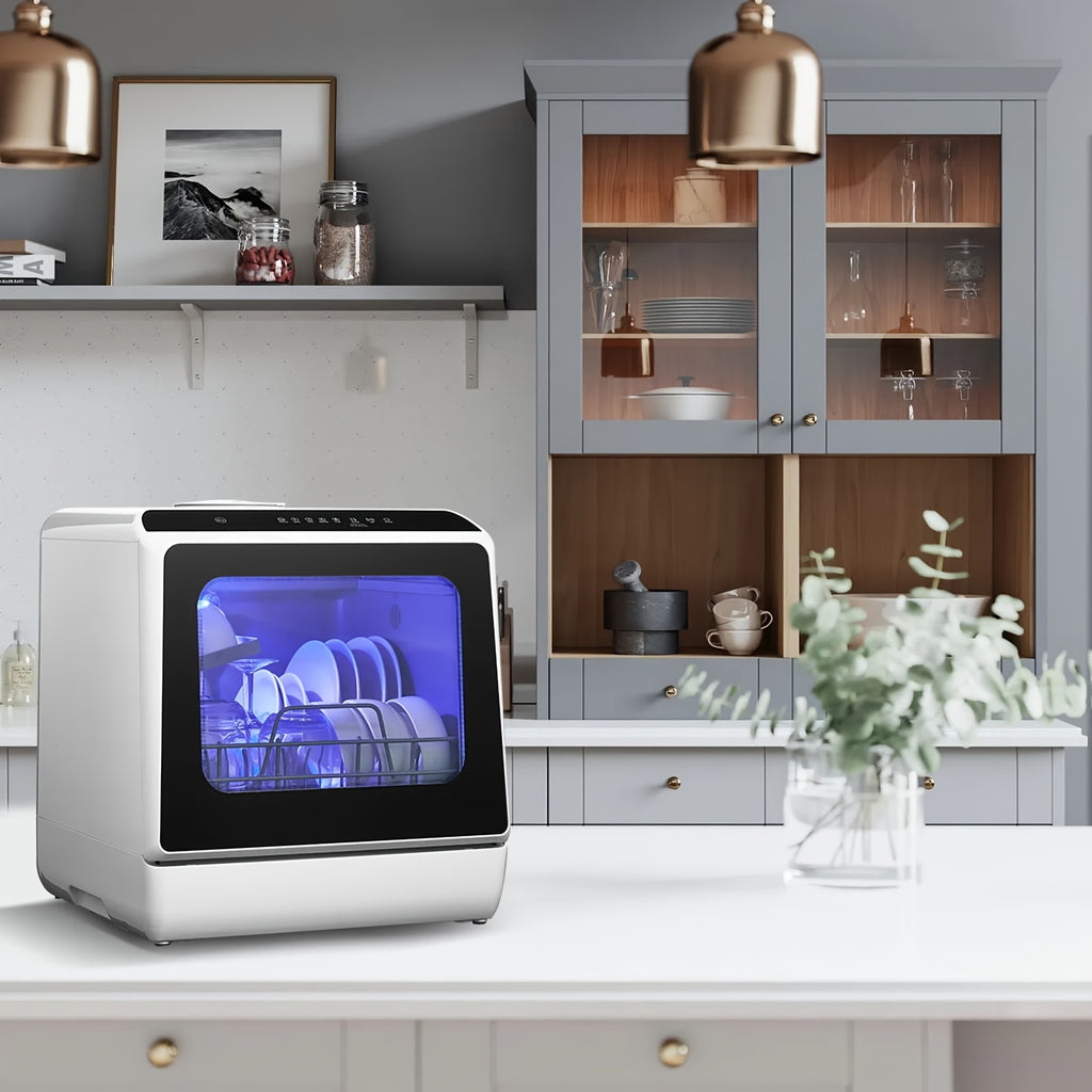 🔥 Portable Countertop Dishwasher — 5 Programs, Drying & Delay, Dual Water Supply, 30L Large Capacity for Small Kitchens