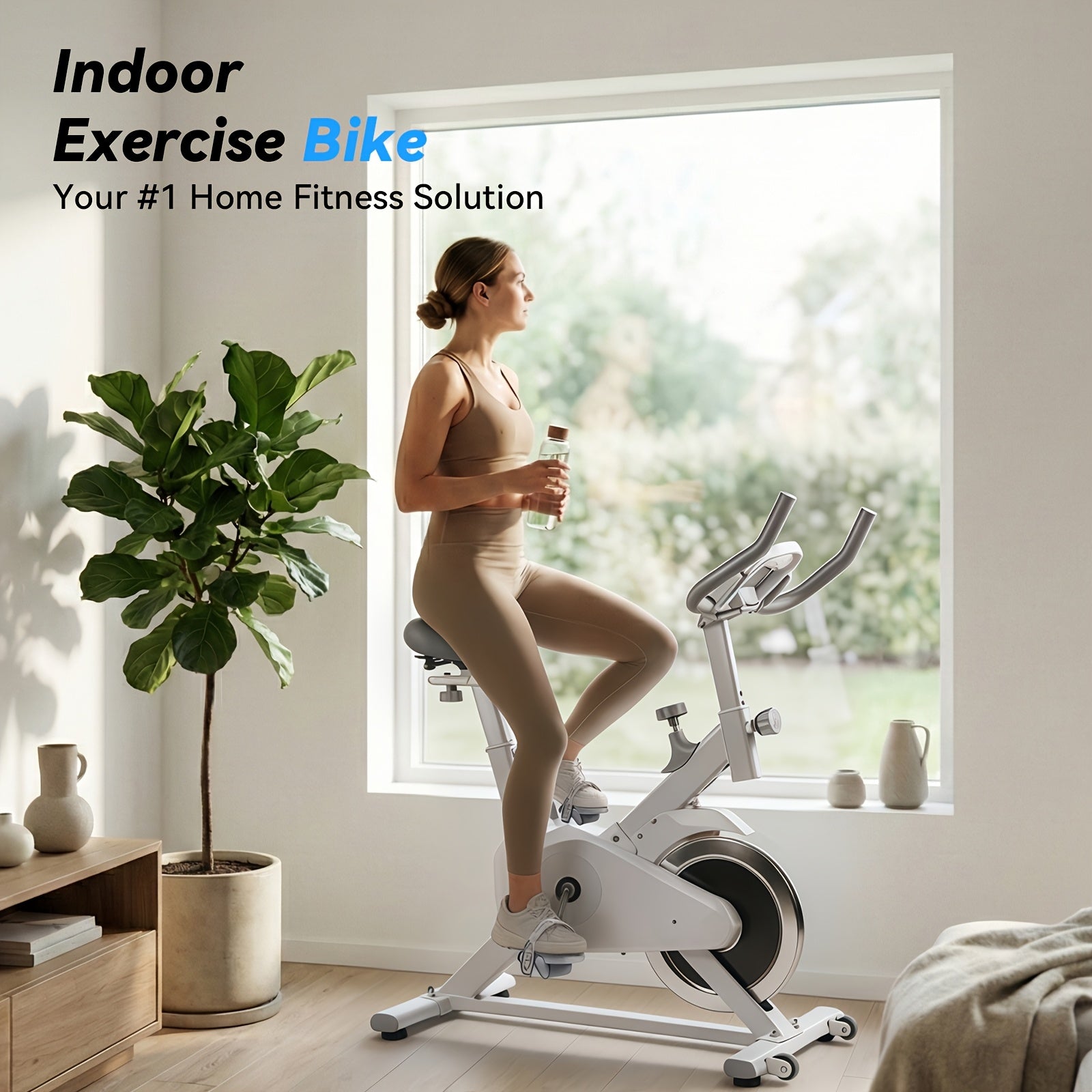 Quiet Belt‑Drive Indoor Stationary Exercise Bike｜280LBS Weight Capacity Adjustable Home Spinning Bike for Cardio Workout