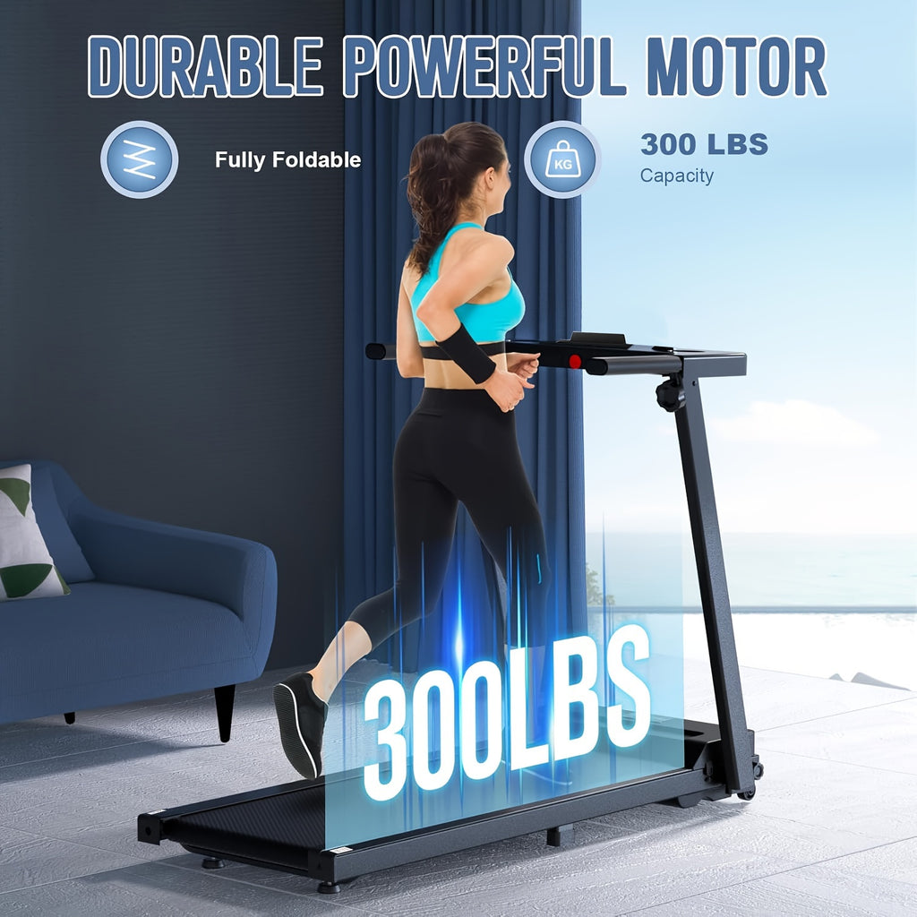 Foldable Electric Treadmill｜3.0HP Quiet Motor 300LBS Weight Capacity, Compact Folding Running Machine for Home Apartment Office Workout