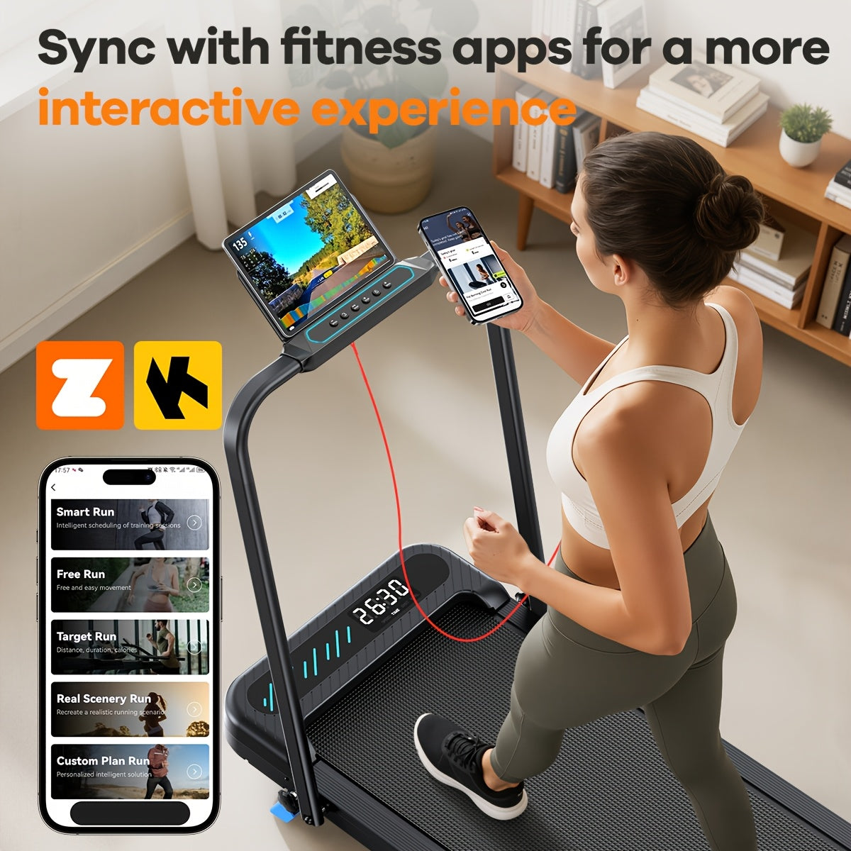2 in 1 Folding Treadmill, 3.0HP Under Desk Walking Running Treadmill with App Control, 320LBS Capacity Quiet Portable Treadmill for Home Office