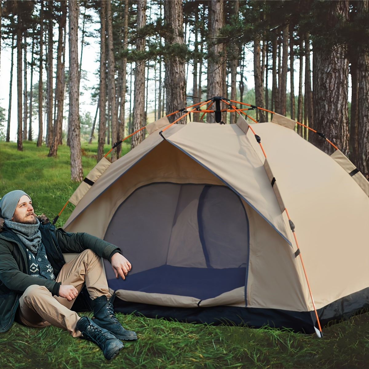2‑4 Person Automatic Pop‑Up Camping Tent, Quick Setup Waterproof Portable Outdoor Tent with Carry Bag for Hiking Backpacking Picnic