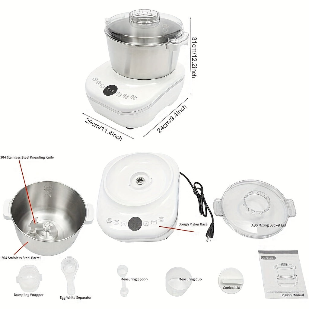 Electric Dough Maker with Proof Function, 5QT/7QT 304 Stainless Steel Hands‑Free Dough Kneader for Bread Dumplings Pizza