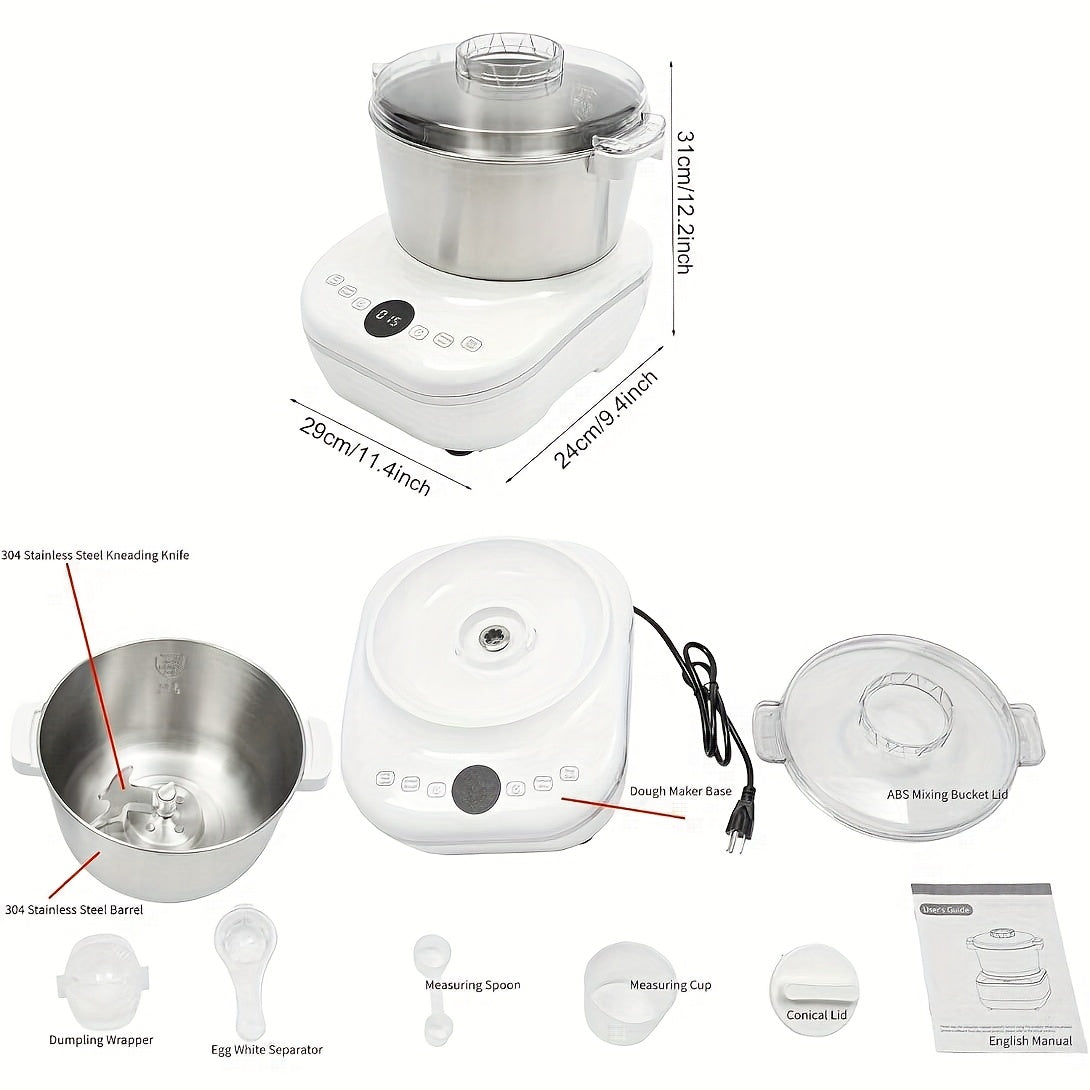 Electric Dough Maker with Proof Function, 5QT/7QT 304 Stainless Steel Hands‑Free Dough Kneader for Bread Dumplings Pizza