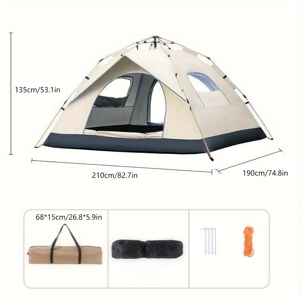 2‑4 Person Automatic Pop‑Up Camping Tent, Quick Setup Waterproof Portable Outdoor Tent with Carry Bag for Hiking Backpacking Picnic