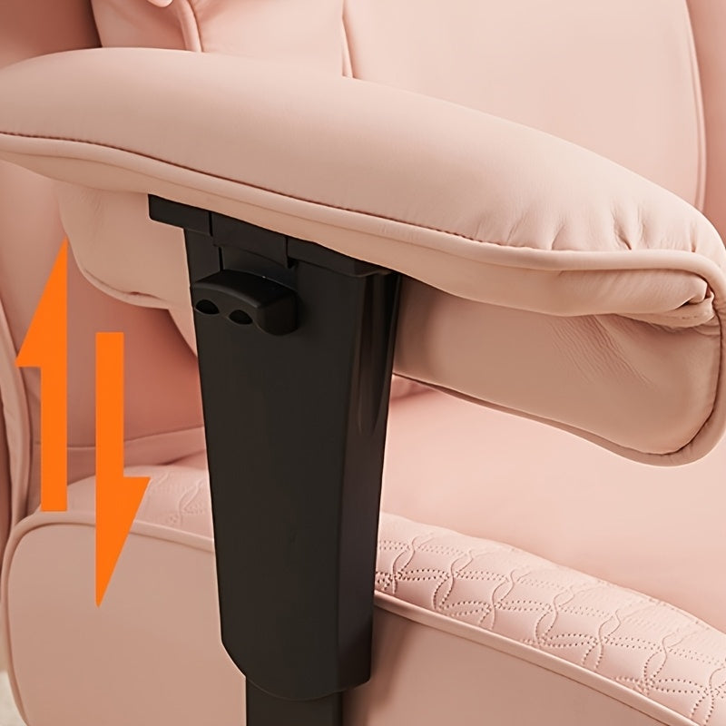 Pink Big & Tall Executive Office Chair｜High‑Back PU Leather Reclining Desk Chair with Footrest, Spring Seat Cushion Adjustable Armrest for Home Workspace