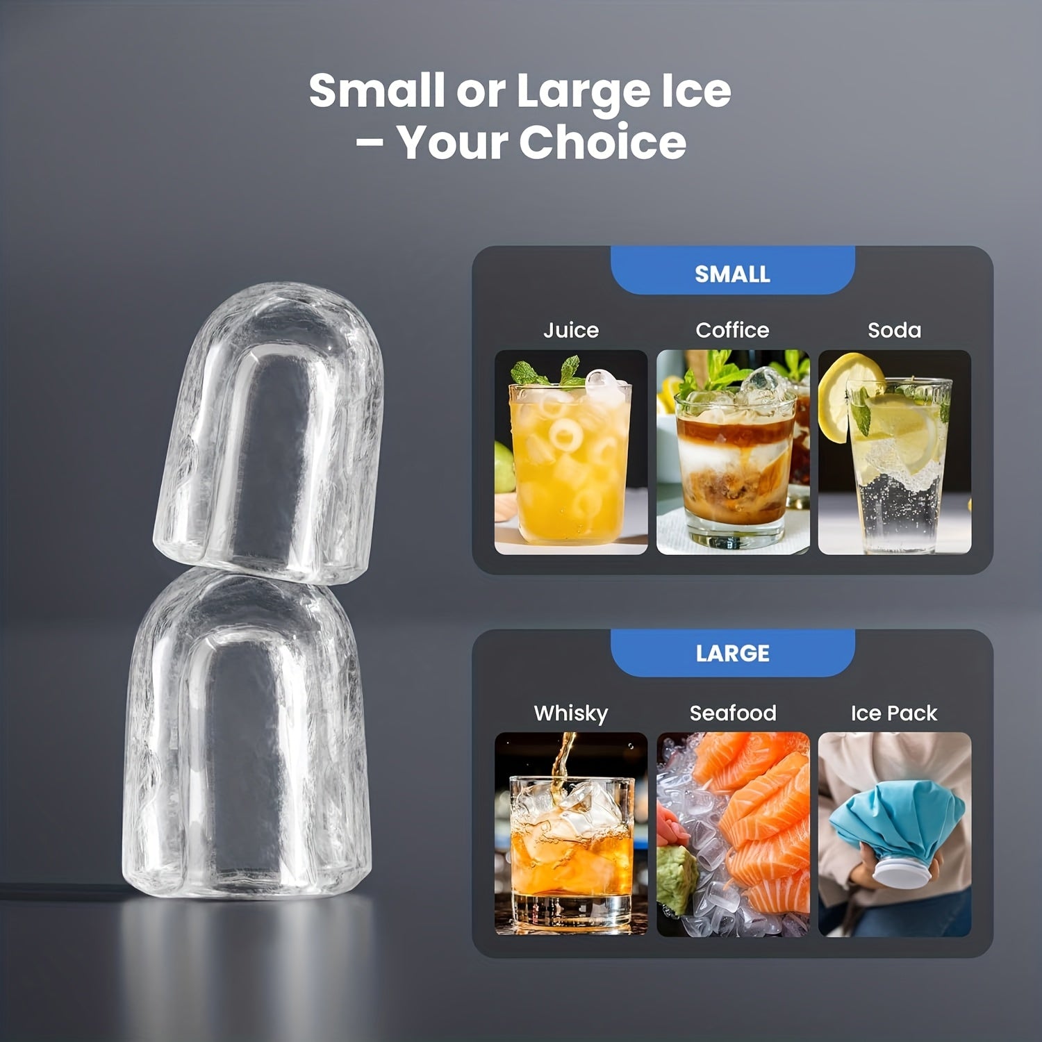 Countertop Ice Maker Machine｜6‑13 Mins Fast Ice, 28Lbs/24H Self‑Cleaning Portable Ice Machine, 2 Sizes Bullet Ice for Home Kitchen Bar Party