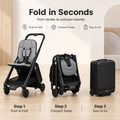 Cabin‑Approved Compact Travel Baby Stroller, One‑Push Quick Fold Lightweight Airplane Stroller with Shock‑Absorbing Wheels & 5‑Point Safety Harness