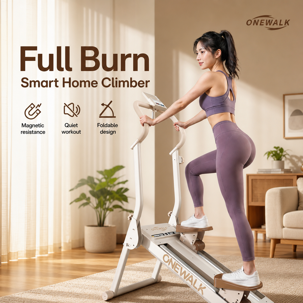 Foldable Magnetic Resistance Home Climber Stepper, Ultra‑Quiet Vertical Stair Climber Exercise Machine with LCD Monitor & Transport Wheels for Full‑Body Cardio Workout