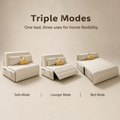 3‑Mode Convertible Folding Sofa Bed, Multi‑Function Sleeper Sofa with Side Storage Pockets & Silent Wheels, High‑Density Cushion Sofa Bed for Small Apartment Guest Room