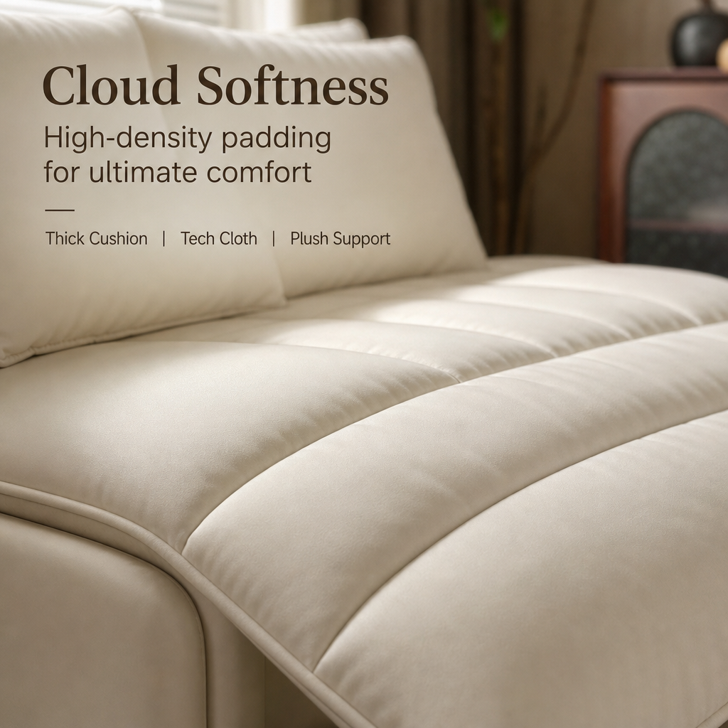 3‑Mode Convertible Folding Sofa Bed, Multi‑Function Sleeper Sofa with Side Storage Pockets & Silent Wheels, High‑Density Cushion Sofa Bed for Small Apartment Guest Room