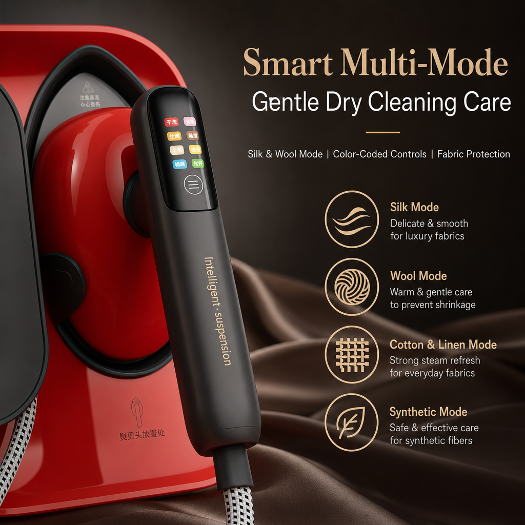 Luxury Molecular Steam Garment Steamer, Smart Multi‑Mode Clothes Iron with Integrated Storage Base, Dry & Wet Ironing for Silk Wool Suit Cotton Fabrics