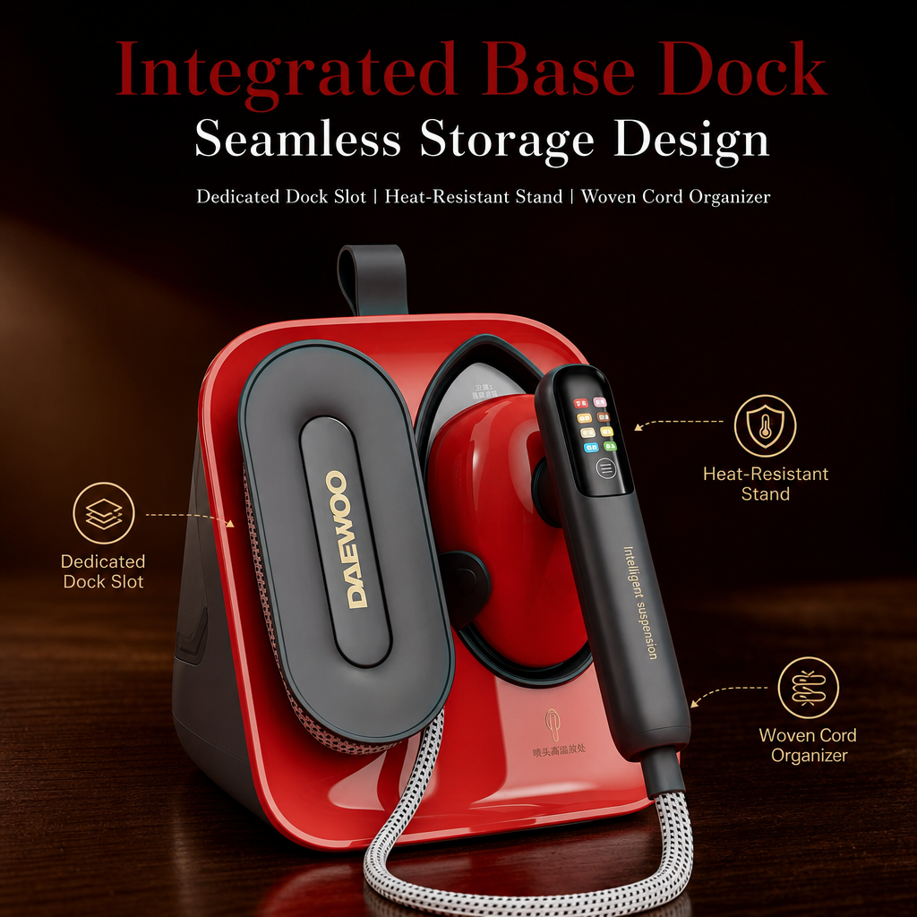 Luxury Molecular Steam Garment Steamer, Smart Multi‑Mode Clothes Iron with Integrated Storage Base, Dry & Wet Ironing for Silk Wool Suit Cotton Fabrics
