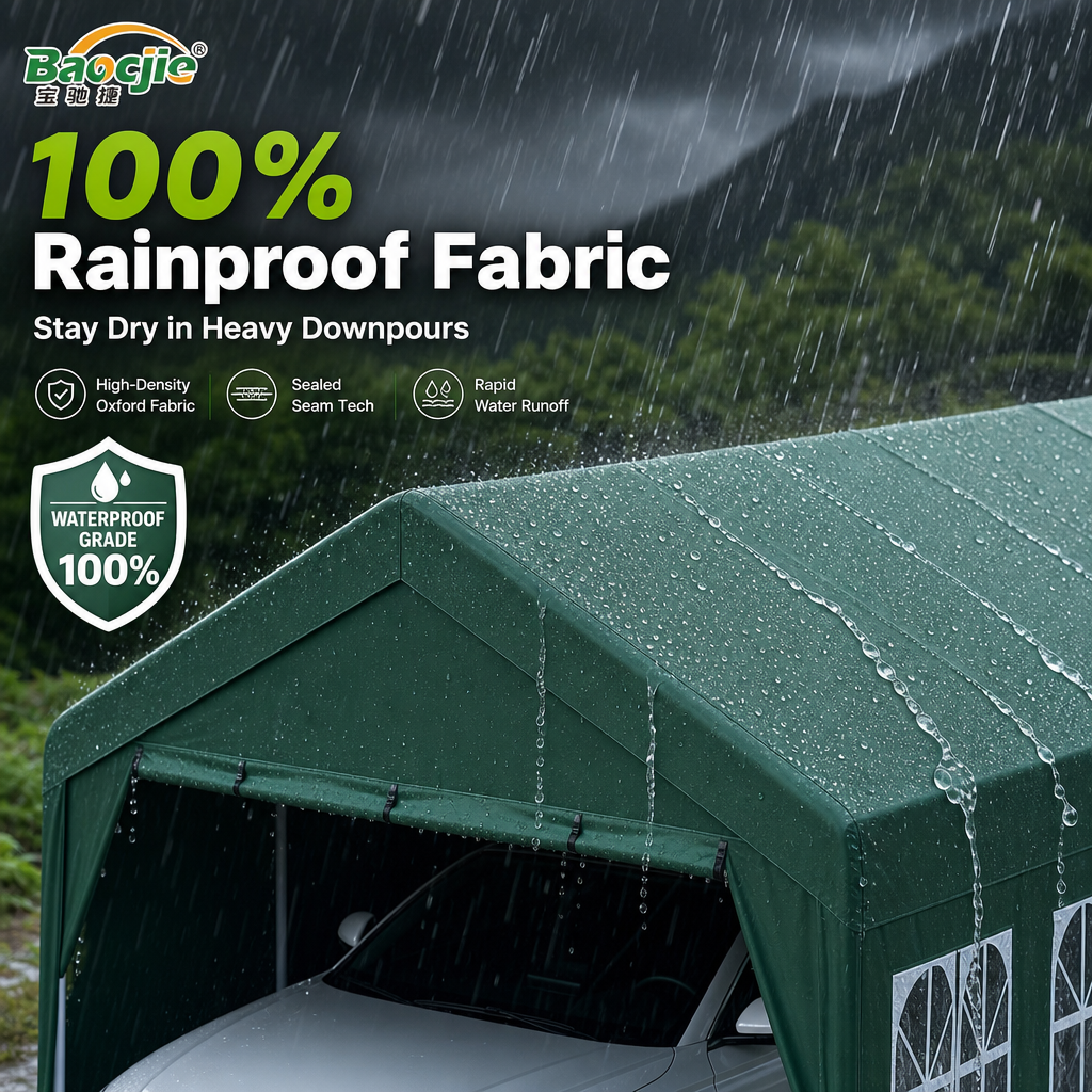 All‑Weather Portable Car Canopy Garage, 360° Enclosed Oxford Fabric Carport Tent with Zipper Doors for SUV, Sedans & Outdoor Storage