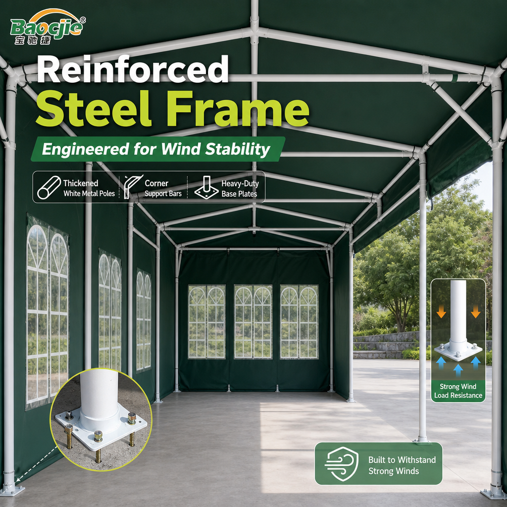 All‑Weather Portable Car Canopy Garage, 360° Enclosed Oxford Fabric Carport Tent with Zipper Doors for SUV, Sedans & Outdoor Storage
