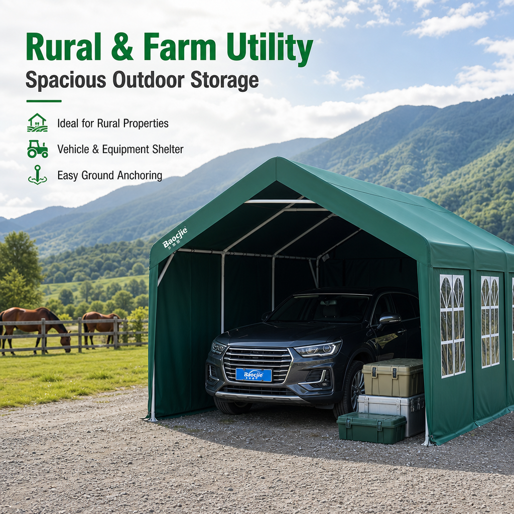 All‑Weather Portable Car Canopy Garage, 360° Enclosed Oxford Fabric Carport Tent with Zipper Doors for SUV, Sedans & Outdoor Storage