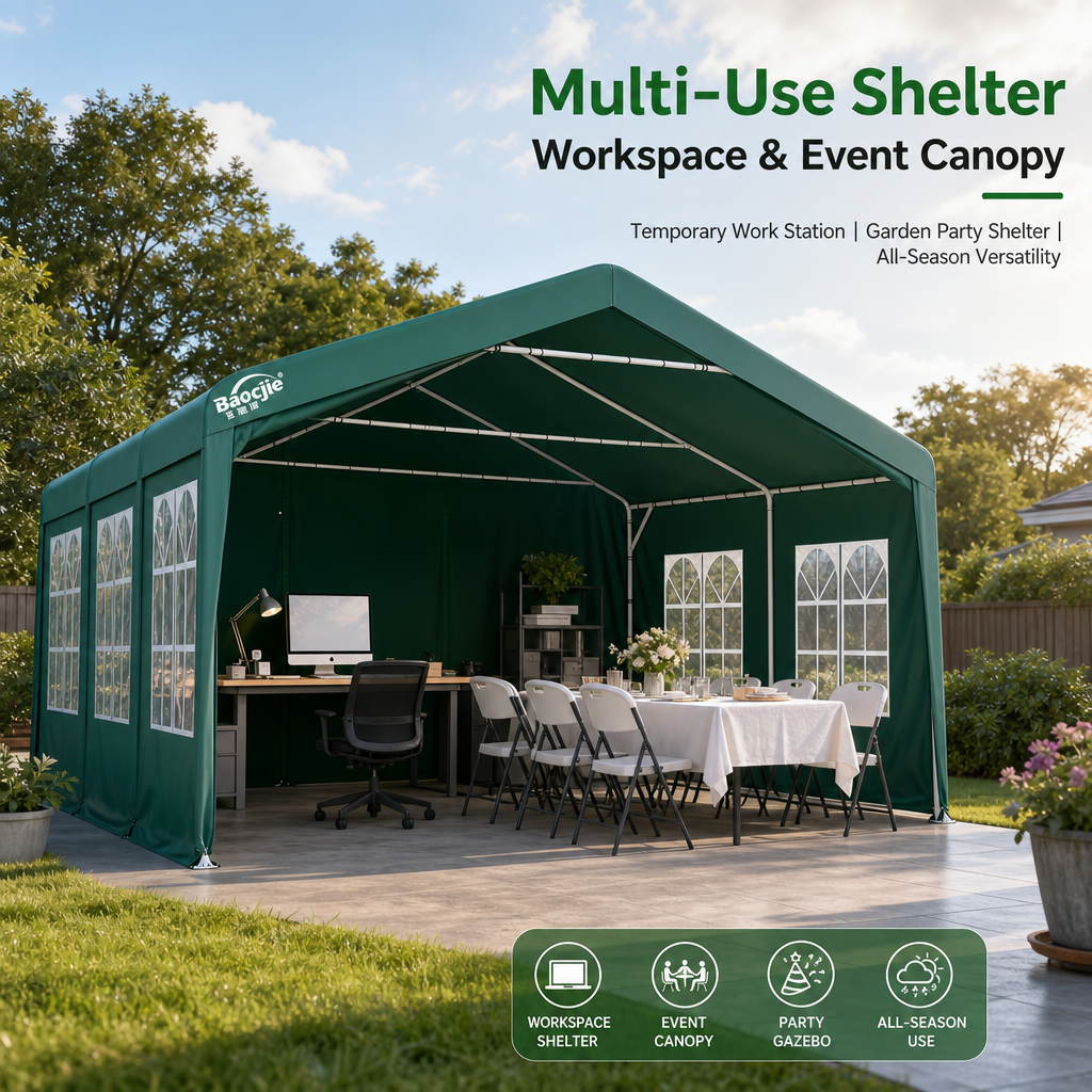 All‑Weather Portable Car Canopy Garage, 360° Enclosed Oxford Fabric Carport Tent with Zipper Doors for SUV, Sedans & Outdoor Storage