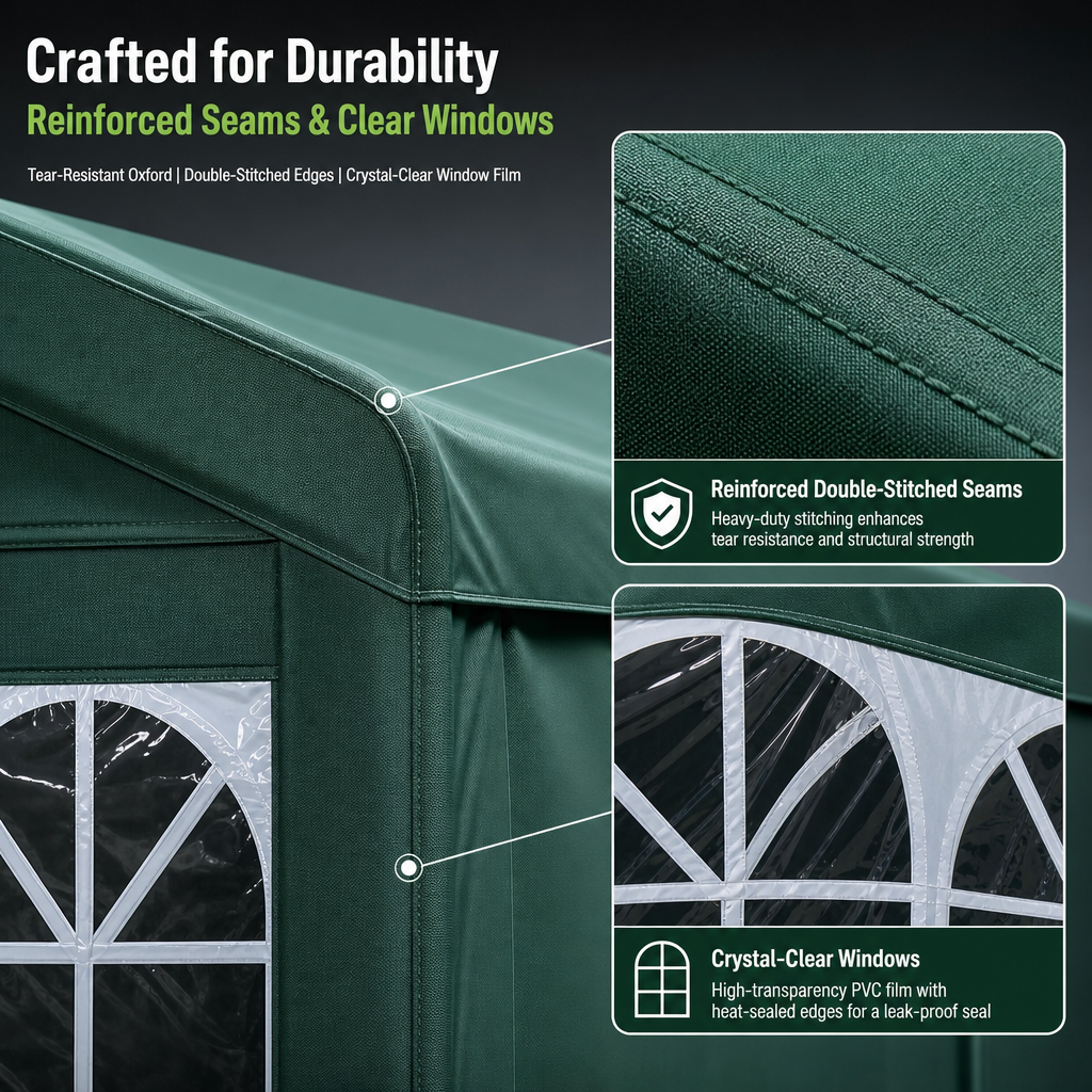 All‑Weather Portable Car Canopy Garage, 360° Enclosed Oxford Fabric Carport Tent with Zipper Doors for SUV, Sedans & Outdoor Storage