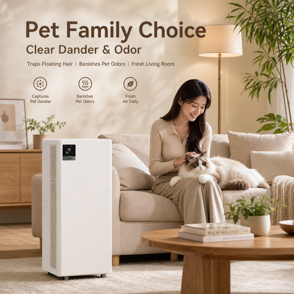 T2Pro Pro‑Grade Home Air Purifier, 99.9% Formaldehyde & Odor Elimination, Silent Sleep Mode Smart Monitor Air Purifier for Bedroom, Pet House & New Renovation