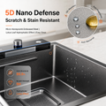 Multifunctional Smart Kitchen Sink, Honeycomb Embossed Nano Anti‑Scratch Stainless Steel Sink, Integrated Workstation with LED Control Panel & High‑Pressure Glass Washer