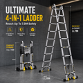 Heavy Duty Folding Telescopic Ladder, A‑Frame / Straight / Stair / 7‑Shape Multi‑Mode Portable Ladder for Home & Warehouse
