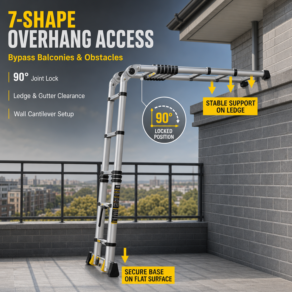 Heavy Duty Folding Telescopic Ladder, A‑Frame / Straight / Stair / 7‑Shape Multi‑Mode Portable Ladder for Home & Warehouse