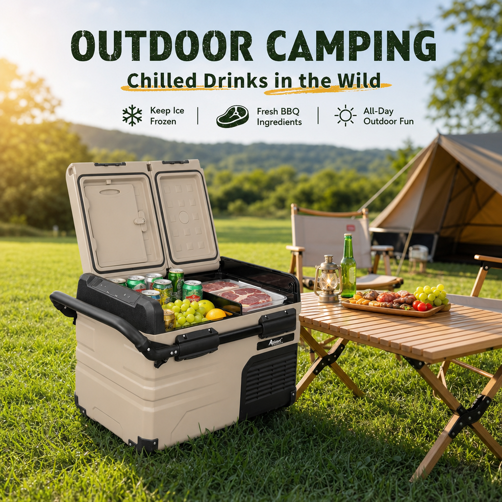 Alpicool Dual Zone Portable Car Refrigerator,‑20℃ Fast Cooling Compressor Fridge, 12V/24V/220V Smart App Controlled Cooler with Wheels for Camping Road Trip