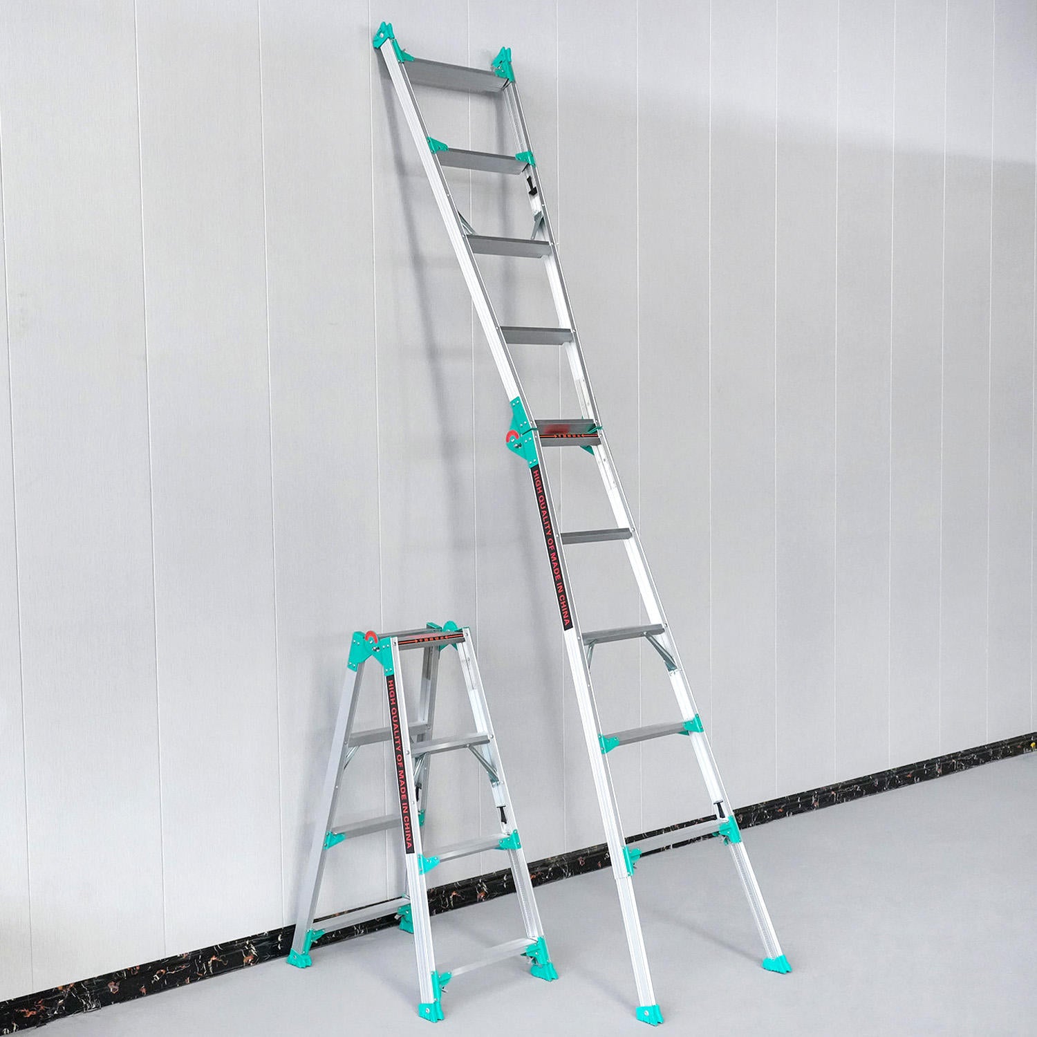 Multi‑Purpose Aluminum Folding Ladder｜Heavy‑Duty Transformable A‑Frame Portable Step Ladder for Home DIY & Construction Work