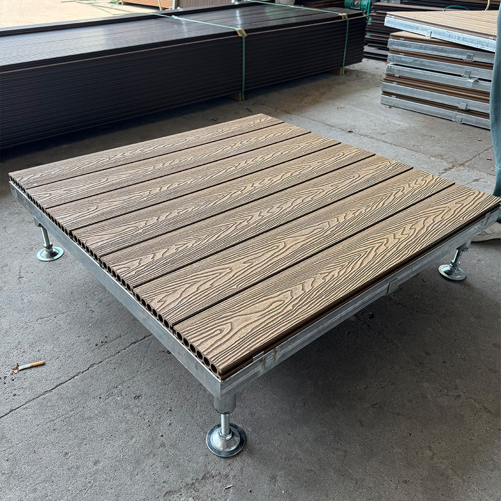 Portable Modular WPC Deck Platform｜Adjustable‑Height Outdoor Flooring Stage, Galvanized Steel Frame Interlocking Deck Tiles for Patio Camping Events