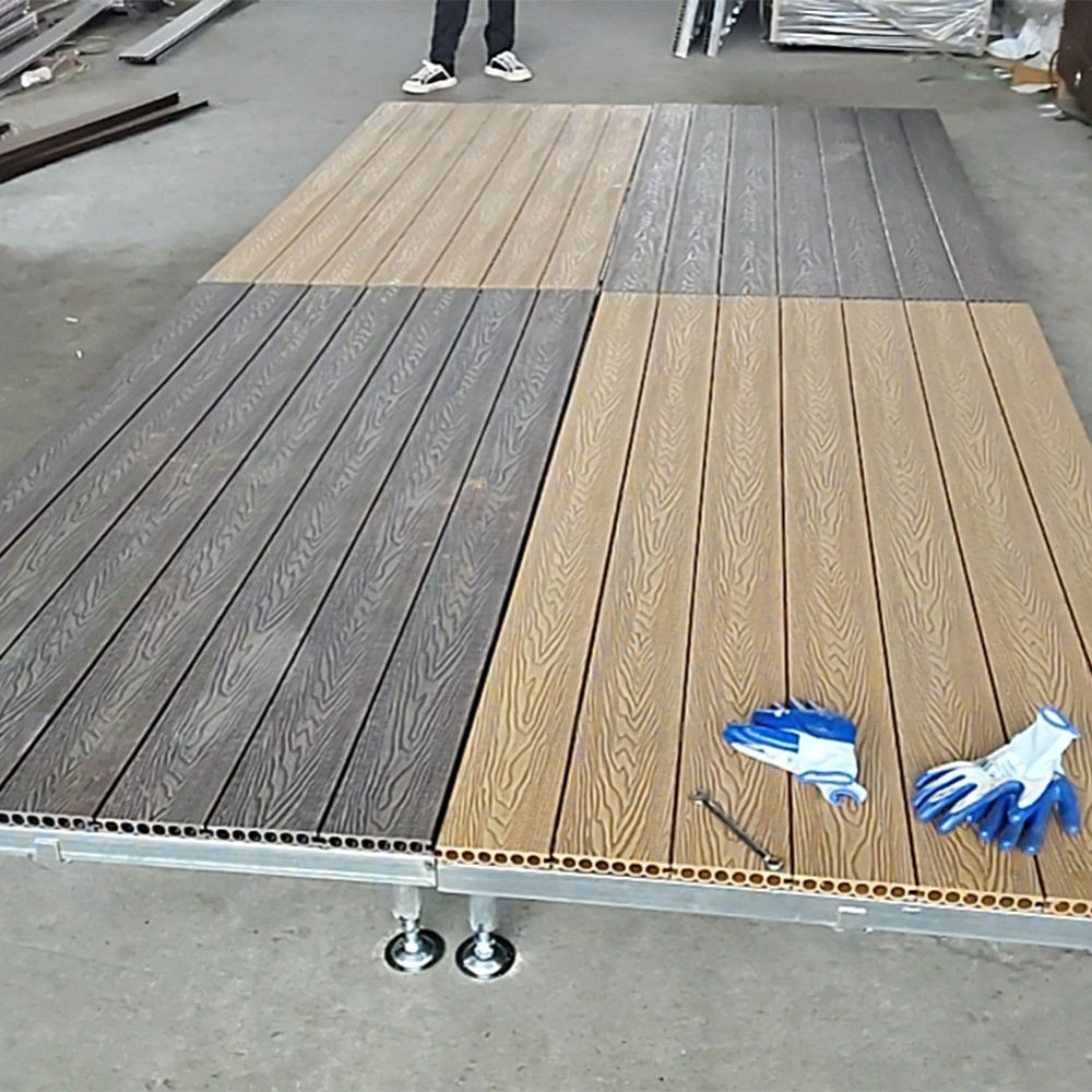 Portable Modular WPC Deck Platform｜Adjustable‑Height Outdoor Flooring Stage, Galvanized Steel Frame Interlocking Deck Tiles for Patio Camping Events