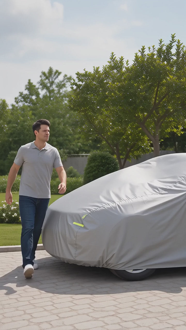 All‑Weather Portable Car Canopy Garage, 360° Enclosed Oxford Fabric Carport Tent with Zipper Doors for SUV, Sedans & Outdoor Storage